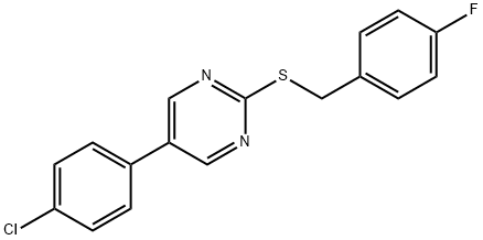 5-(4-CHLOROPHENYL)-2-PYRIMIDINYL 4-FLUOROBENZYL SULFIDE Struktur