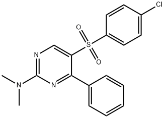 5-[(4-CHLOROPHENYL)SULFONYL]-N,N-DIMETHYL-4-PHENYL-2-PYRIMIDINAMINE Struktur