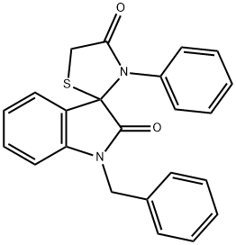 1-BENZYL-3'-PHENYLSPIRO(2,3-DIHYDRO-1H-INDOLE-3,2'-THIAZOLIDINE)-2,4'-DIONE Struktur