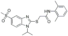 N-(2,6-DIMETHYLPHENYL)-2-[[1-ISOPROPYL-5-(METHYLSULPHONYL)-(1H)-BENZIMIDAZOL-2-YL]THIO]ACETAMIDE Struktur