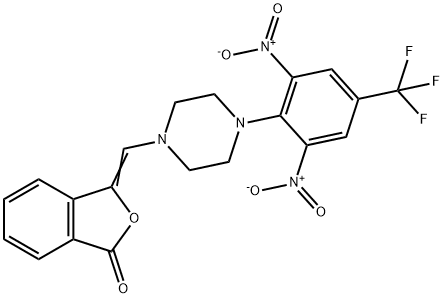 3-((4-[2,6-DINITRO-4-(TRIFLUOROMETHYL)PHENYL]PIPERAZINO)METHYLENE)-2-BENZOFURAN-1(3H)-ONE Struktur