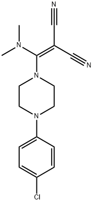 2-[[4-(4-CHLOROPHENYL)PIPERAZINO](DIMETHYLAMINO)METHYLENE]MALONONITRILE Struktur