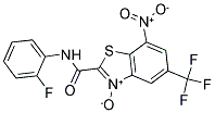 2-[(2-FLUOROANILINO)CARBONYL]-7-NITRO-5-(TRIFLUOROMETHYL)-1,3-BENZOTHIAZOL-3-IUM-3-OLATE Struktur