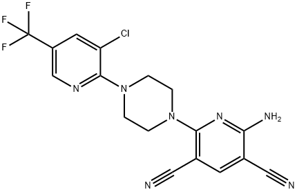 2-AMINO-6-(4-[3-CHLORO-5-(TRIFLUOROMETHYL)-2-PYRIDINYL]PIPERAZINO)-3,5-PYRIDINEDICARBONITRILE Struktur