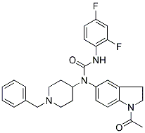 N-(1-ACETYL-2,3-DIHYDRO-(1H)-INDOL-5-YL)-N-(1-BENZYLPIPERIDIN-4-YL)-N'-(2,4-DIFLUOROPHENYL)UREA Struktur