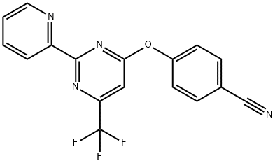 4-([2-(2-PYRIDINYL)-6-(TRIFLUOROMETHYL)-4-PYRIMIDINYL]OXY)BENZENECARBONITRILE Struktur