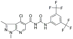 N-[(4-CHLORO-1,3-DIMETHYL-1H-PYRAZOLO[3,4-B]PYRIDIN-5-YL)CARBONYL]-N'-[3,5-DI(TRIFLUOROMETHYL)PHENYL]UREA Struktur