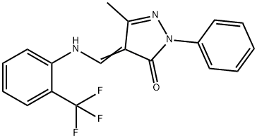 5-METHYL-2-PHENYL-4-([2-(TRIFLUOROMETHYL)ANILINO]METHYLENE)-2,4-DIHYDRO-3H-PYRAZOL-3-ONE Struktur