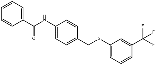 N-[4-(([3-(TRIFLUOROMETHYL)PHENYL]SULFANYL)METHYL)PHENYL]BENZENECARBOXAMIDE Struktur