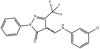 4-[(3-CHLOROANILINO)METHYLENE]-2-PHENYL-5-(TRIFLUOROMETHYL)-2,4-DIHYDRO-3H-PYRAZOL-3-ONE Struktur