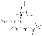 1-([4-[(DIETHOXYPHOSPHOROTHIOYL)OXY]-6-METHYL-5-(2-METHYLALLYL)PYRIMIDIN-2-YL]THIO)-3,3-DIMETHYLBUTAN-2-ONE Struktur