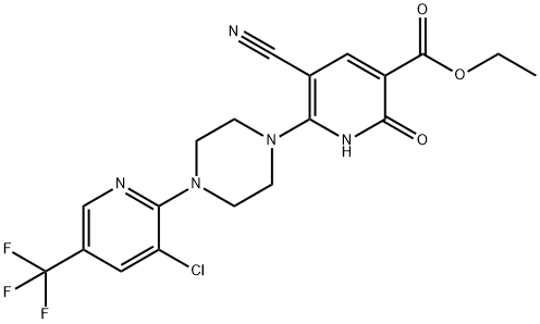 ETHYL 6-(4-[3-CHLORO-5-(TRIFLUOROMETHYL)-2-PYRIDINYL]PIPERAZINO)-5-CYANO-2-OXO-1,2-DIHYDRO-3-PYRIDINECARBOXYLATE Struktur