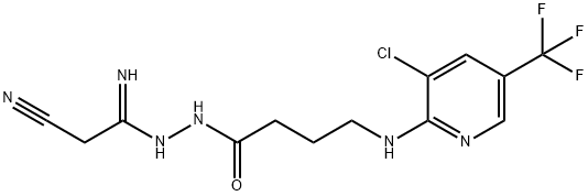 4-([3-CHLORO-5-(TRIFLUOROMETHYL)-2-PYRIDINYL]AMINO)-N'-(2-CYANOETHANIMIDOYL)BUTANOHYDRAZIDE Struktur