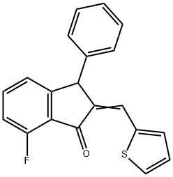 7-FLUORO-3-PHENYL-2-(2-THIENYLMETHYLENE)-1-INDANONE Struktur