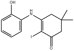 3-((2-HYDROXYPHENYL)AMINO)-2-IODO-5,5-DIMETHYLCYCLOHEX-2-EN-1-ONE Struktur