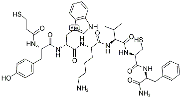 3-MERCAPTOPROPIONYL-TYR-D-TRP-LYS-VAL-CYS-PHE-NH2 Struktur