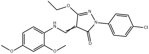 2-(4-CHLOROPHENYL)-4-[(2,4-DIMETHOXYANILINO)METHYLENE]-5-ETHOXY-2,4-DIHYDRO-3H-PYRAZOL-3-ONE Struktur