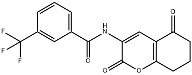 N-(2,5-DIOXO-5,6,7,8-TETRAHYDRO-2H-CHROMEN-3-YL)-3-(TRIFLUOROMETHYL)BENZENECARBOXAMIDE Struktur