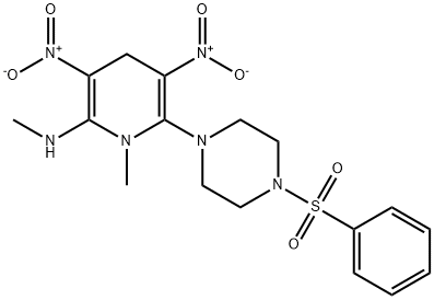 N,1-DIMETHYL-3,5-DINITRO-6-[4-(PHENYLSULFONYL)PIPERAZINO]-1,4-DIHYDRO-2-PYRIDINAMINE Struktur