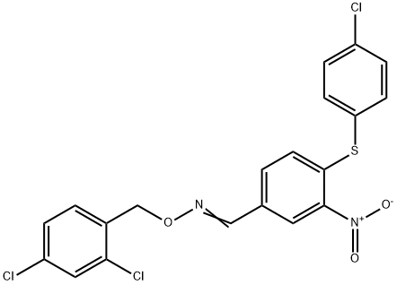 4-[(4-CHLOROPHENYL)SULFANYL]-3-NITROBENZENECARBALDEHYDE O-(2,4-DICHLOROBENZYL)OXIME Struktur