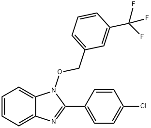 2-(4-CHLOROPHENYL)-1-([3-(TRIFLUOROMETHYL)BENZYL]OXY)-1H-1,3-BENZIMIDAZOLE Struktur