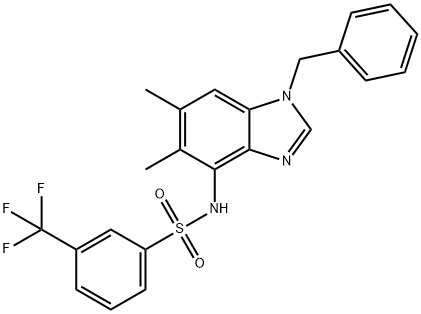 N-(1-BENZYL-5,6-DIMETHYL-1H-1,3-BENZIMIDAZOL-4-YL)-3-(TRIFLUOROMETHYL)BENZENESULFONAMIDE Struktur