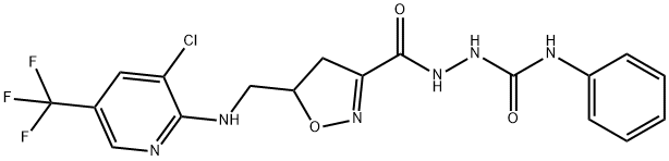 2-([5-(([3-CHLORO-5-(TRIFLUOROMETHYL)-2-PYRIDINYL]AMINO)METHYL)-4,5-DIHYDRO-3-ISOXAZOLYL]CARBONYL)-N-PHENYL-1-HYDRAZINECARBOXAMIDE Struktur