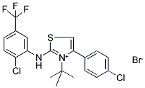 3-(TERT-BUTYL)-4-(4-CHLOROPHENYL)-2-[2-CHLORO-5-(TRIFLUOROMETHYL)ANILINO]-1,3-THIAZOL-3-IUM BROMIDE Struktur