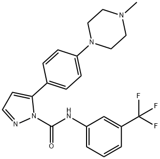 5-[4-(4-METHYLPIPERAZINO)PHENYL]-N-[3-(TRIFLUOROMETHYL)PHENYL]-1H-PYRAZOLE-1-CARBOXAMIDE Struktur