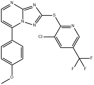 2-([3-CHLORO-5-(TRIFLUOROMETHYL)-2-PYRIDINYL]SULFANYL)-7-(4-METHOXYPHENYL)[1,2,4]TRIAZOLO[1,5-A]PYRIMIDINE Struktur