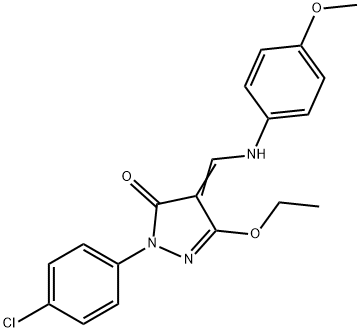 2-(4-CHLOROPHENYL)-5-ETHOXY-4-[(4-METHOXYANILINO)METHYLENE]-2,4-DIHYDRO-3H-PYRAZOL-3-ONE Struktur