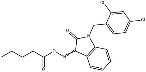 1-(2,4-DICHLOROBENZYL)-3-[(PENTANOYLOXY)IMINO]-1,3-DIHYDRO-2H-INDOL-2-ONE Struktur