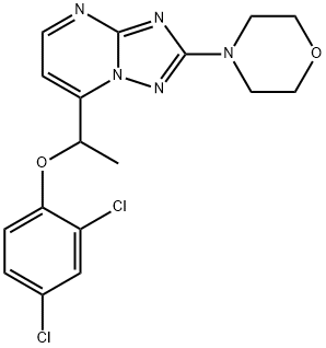 2,4-DICHLOROPHENYL 1-(2-MORPHOLINO[1,2,4]TRIAZOLO[1,5-A]PYRIMIDIN-7-YL)ETHYL ETHER Struktur