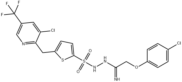 N'-[2-(4-CHLOROPHENOXY)ETHANIMIDOYL]-5-([3-CHLORO-5-(TRIFLUOROMETHYL)-2-PYRIDINYL]METHYL)-2-THIOPHENESULFONOHYDRAZIDE Struktur