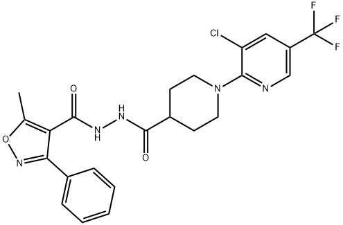 N'-((1-[3-CHLORO-5-(TRIFLUOROMETHYL)-2-PYRIDINYL]-4-PIPERIDINYL)CARBONYL)-5-METHYL-3-PHENYL-4-ISOXAZOLECARBOHYDRAZIDE Struktur