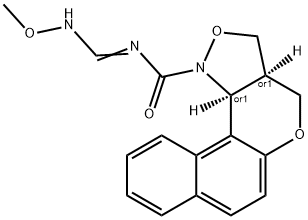 N-[(METHOXYAMINO)METHYLENE]-3A,11C-DIHYDRO-3H-BENZO[5,6]CHROMENO[4,3-C]ISOXAZOLE-1(4H)-CARBOXAMIDE Struktur