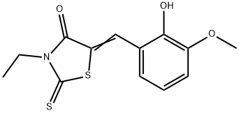 3-ETHYL-5-((2-HYDROXY-3-METHOXYPHENYL)METHYLENE)-2-THIOXO-1,3-THIAZOLIDIN-4-ONE Struktur