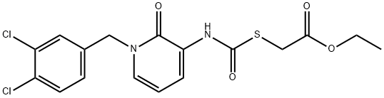 ETHYL 2-[(([1-(3,4-DICHLOROBENZYL)-2-OXO-1,2-DIHYDRO-3-PYRIDINYL]AMINO)CARBONYL)SULFANYL]ACETATE Struktur