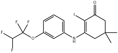 2-IODO-5,5-DIMETHYL-3-((3-(1,1,2,2-TETRAFLUOROETHOXY)PHENYL)AMINO)CYCLOHEX-2-EN-1-ONE Struktur