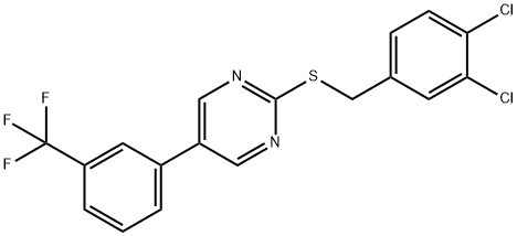 2-[(3,4-DICHLOROBENZYL)SULFANYL]-5-[3-(TRIFLUOROMETHYL)PHENYL]PYRIMIDINE Struktur