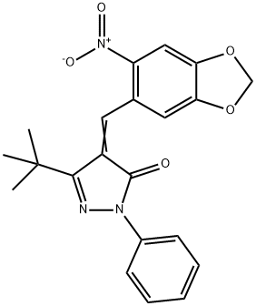 3-(TERT-BUTYL)-4-((6-NITROBENZO[3,4-D]1,3-DIOXOLEN-5-YL)METHYLENE)-1-PHENYL-2-PYRAZOLIN-5-ONE Struktur