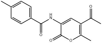 N-(5-ACETYL-6-METHYL-2-OXO-2H-PYRAN-3-YL)-4-METHYLBENZENECARBOXAMIDE Struktur