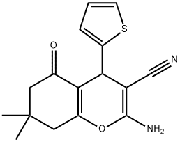 2-AMINO-7,7-DIMETHYL-5-OXO-4-(2-THIENYL)-4,6,7,8-TETRAHYDRO2H-CHROMENE-3-CARBONITRILE Struktur