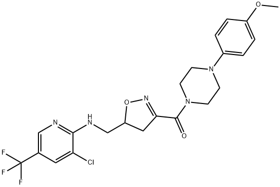 [5-(([3-CHLORO-5-(TRIFLUOROMETHYL)-2-PYRIDINYL]AMINO)METHYL)-4,5-DIHYDRO-3-ISOXAZOLYL][4-(4-METHOXYPHENYL)PIPERAZINO]METHANONE Struktur