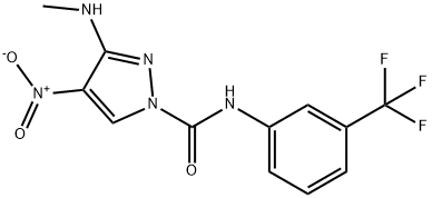 3-(METHYLAMINO)-4-NITRO-N-[3-(TRIFLUOROMETHYL)PHENYL]-1H-PYRAZOLE-1-CARBOXAMIDE Struktur