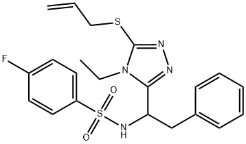 N-(1-[5-(ALLYLSULFANYL)-4-ETHYL-4H-1,2,4-TRIAZOL-3-YL]-2-PHENYLETHYL)-4-FLUOROBENZENESULFONAMIDE Struktur