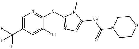 N-(2-([3-CHLORO-5-(TRIFLUOROMETHYL)-2-PYRIDINYL]SULFANYL)-1-METHYL-1H-IMIDAZOL-5-YL)-4-MORPHOLINECARBOXAMIDE Struktur