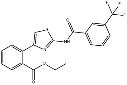 ETHYL 2-(2-([3-(TRIFLUOROMETHYL)BENZOYL]AMINO)-1,3-THIAZOL-4-YL)BENZENECARBOXYLATE Struktur