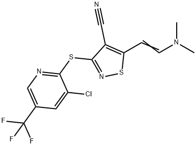 3-([3-CHLORO-5-(TRIFLUOROMETHYL)-2-PYRIDINYL]SULFANYL)-5-[2-(DIMETHYLAMINO)VINYL]-4-ISOTHIAZOLECARBONITRILE Struktur