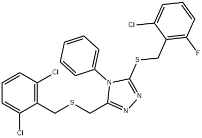 2-CHLORO-6-FLUOROBENZYL 5-([(2,6-DICHLOROBENZYL)SULFANYL]METHYL)-4-PHENYL-4H-1,2,4-TRIAZOL-3-YL SULFIDE Struktur